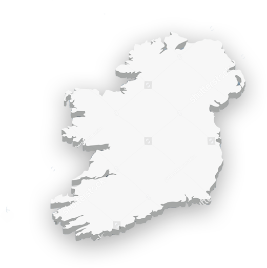 White silhouette image of Ireland